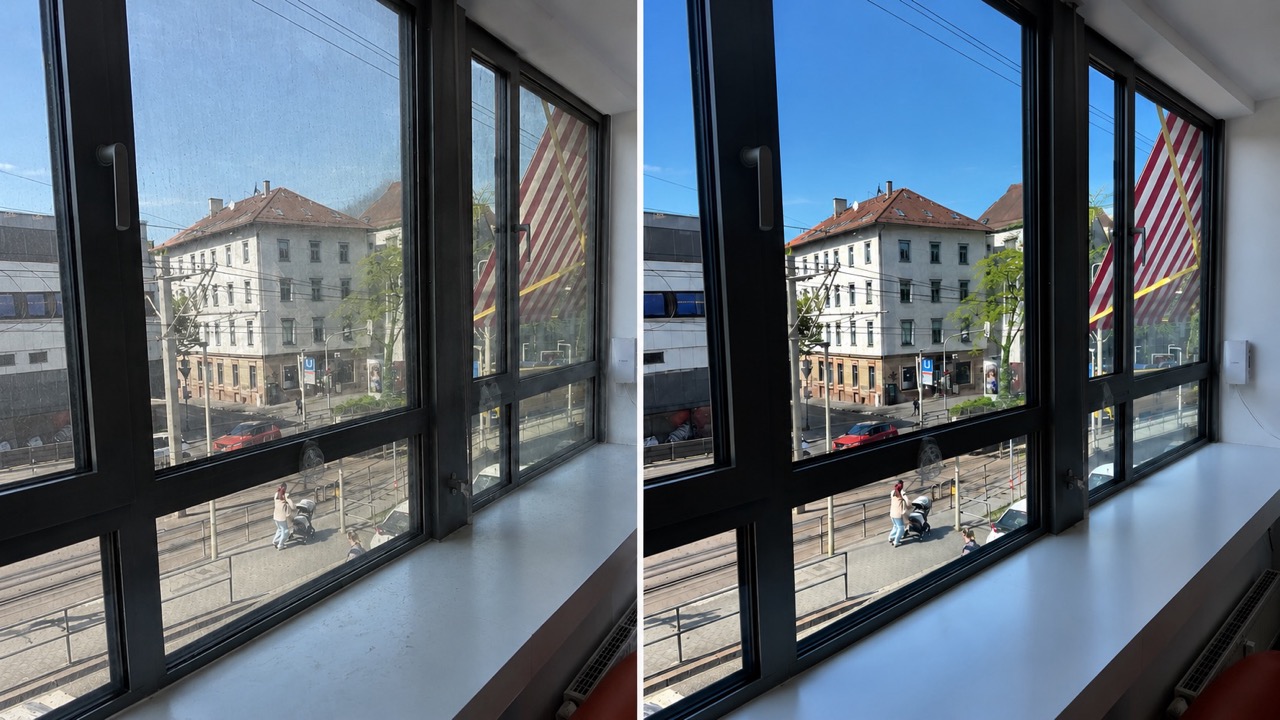 Fensterservice Gewerbe Büro vorher-nachher Stuttgart